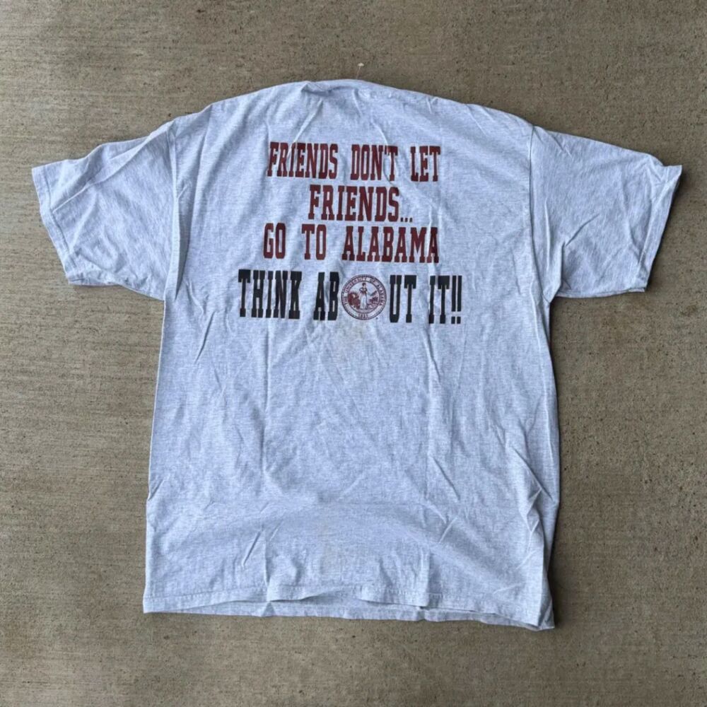 Vtg 90s JanSport Anti Alabama Crimson Tide College Rivalry T Shirt USA XL Grey